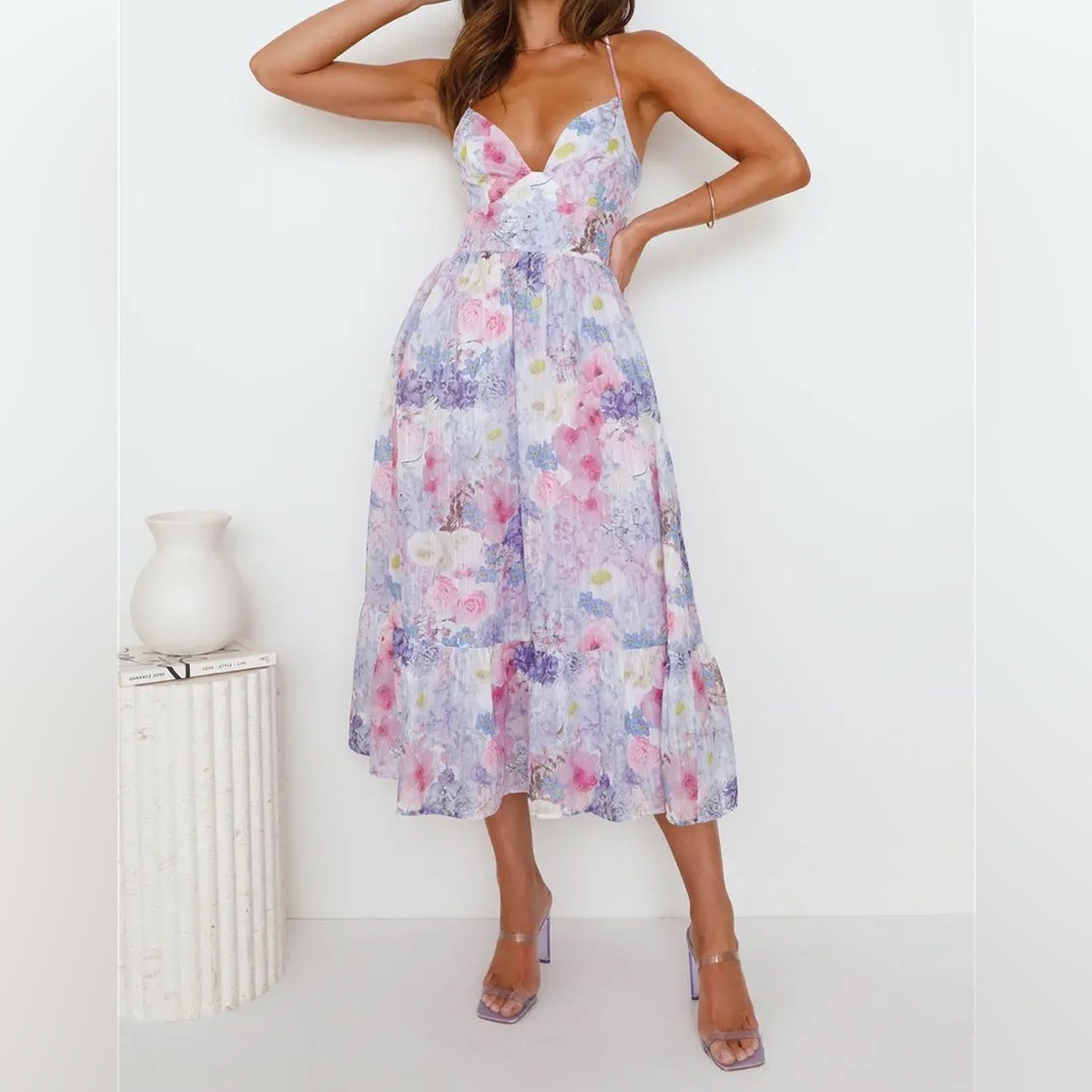 Hello Molly Lavender Floral Midi Dress